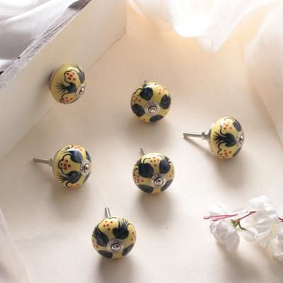 Sunny Years,'Summer-Inspired Painted 6-Piece Glazed Ceramic Knob Set'