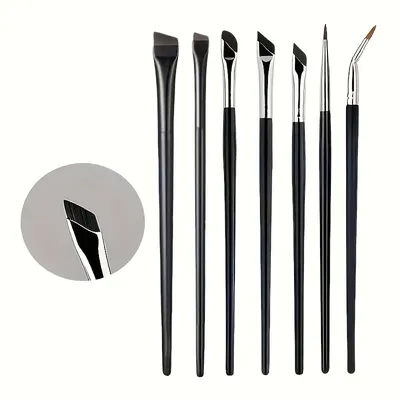 7 combination precision detail makeup brushes, eyeliner and eyebrow brush sets, with ultra-thin eyebrow and lower eyelid brushes