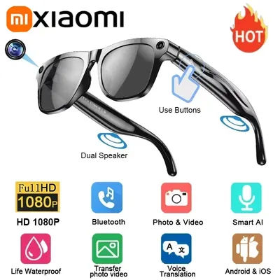 Xiaomi 8K AI Smart Glasses With 100MP Camera Chat GPT Touch Sport Sunglasses Bluetooth Call Video Music Player ForMen Women