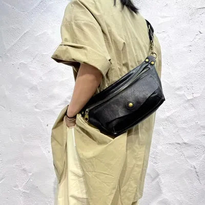 Handcrafted Genuine Leather Chest Bag for Women - Plant-Tanned Top-Layer Cowhide, Personalized Trendy Shoulder & Crossbody Bag