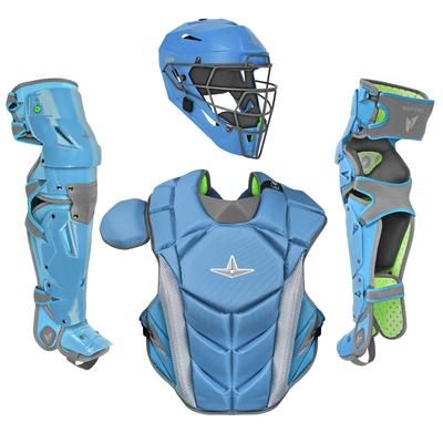 All Star MVP-Pro NOCSAE Certified Intermediate Baseball Catcher's Set Sky Blue/Graphite
