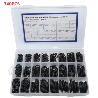 740/1200pcs O-ring set nitrile rubber black O-ring oil-resistant, wear-resistant and waterproof ORing sealing