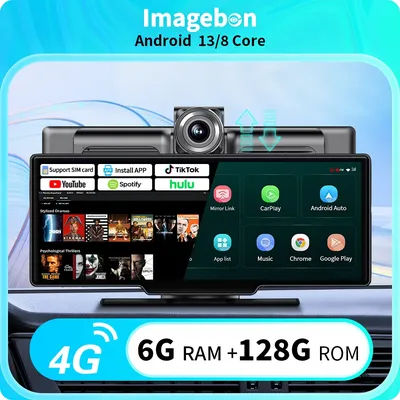 Imagebon 10.26'' 4G Android 13 Car Monitor 8 Core ADAS Wireless CarPlay & Android Auto Mirror Link Multifunctional Dash Cam