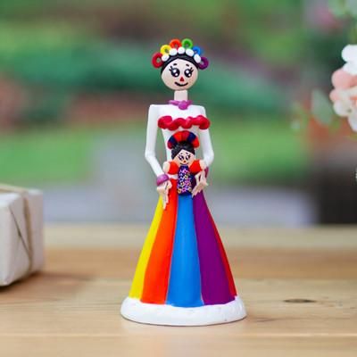 'Hand-Painted Folk Art-Inspired Ceramic Sculpture from Mexico'