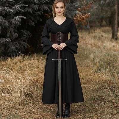 Retrò Vintage Medievale Rinascimento Vestito Corsetto Abiti Vichingo Elfico Costume Per donna Costume di Carnevale Celtico Fantasia Halloween Carnevale Performance Feste LARP Adulti Vestito Corsetto