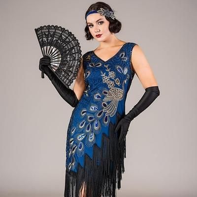 Anni Ruggenti Anni 1920 Lunghezza al ginocchio Abito Flapper Senza maniche Il grande Gatsby Paillettes Frange Scollo a V Costume Per donna Natale Carnevale speakeasy Mascherata Festa a tema retrò