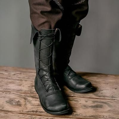 Medievale Rinascimento Scarpe Stivali al ginocchio Stivali jazz piatti Costume Per uomo Celtico Costumi da pirata Halloween Mascherata Performance LARP Fiera Rinascimentale Adulti Scarpe