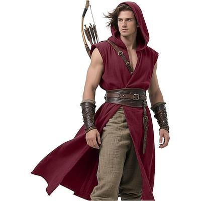 Retrò Vintage Medievale Rinascimento Gilet Tunica Guerriero Vichingo Costume Per uomo Vichingo Halloween Carnevale Performance Feste LARP Adulti Cintura Tutte le stagioni