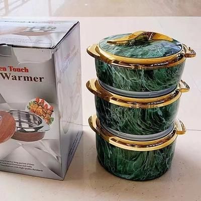 set scaldavivande touch, casseruola termica da 3 pezzi con coperchio, contenitore isolato in acciaio inox per alimenti caldi/freddi, pentole antiaderenti, moderno guscio in ABS
