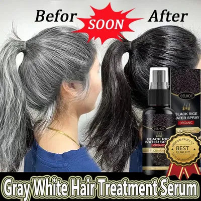 Gray White Hair Treatment Serum Cover White Hair To Black Natural Color Repair Spray Anti Loss Hair Restore Healthy Hair Care