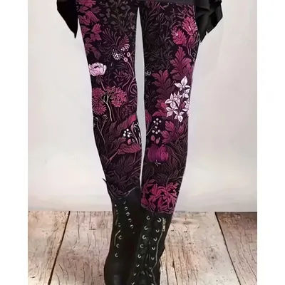 Women's Leggings retro floral leggings Stretchy Slim Tights Sexy Fashion Yoga Pants Trendy Cool Workout Trousers