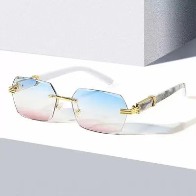 Lunettes de soleil sans monture sans cadre pour femmes, à la mode et tendance, avec verres océaniques dégradés, nouveau Style, 1326