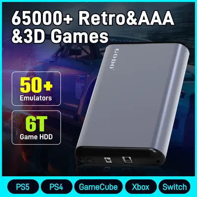6T Portable Retro Game Hard Drive For PS5/PS4/PS3/PS2/Xbox/N64/Switch Emulator Game HDD Built-in 65000+ Games For Win PC/Laptop