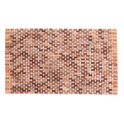 Surabaya Sidewalk,'Handcrafted Teak Wood Mat from Bali (33 in.)'