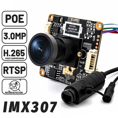 WGWK IP Camera Board IMX307 3MP Ultra Low illumination With 2.35mm 143° Wide Angle Onvif H.265 RTSP POE Security Webcam Module