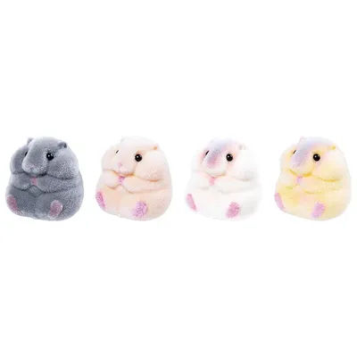 Yell capsule toys cute kawaii Fusakuru Soft Vinyl Hamster Fluffy round eyes long-haired flocked rub hand sitting pets figures