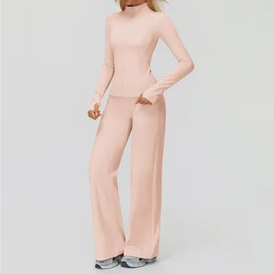 Yoga Set 2PCS Women Tracksuit Sportswear Workout Clothes Athletic Wear Gym Overalls Legging Fitness Top Long Sleeve Sports Suits