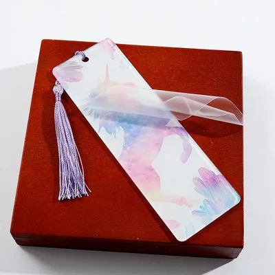 Kawaii Sunshine Rainbow Horse Bookmark, Pink Unicorn Acrylic Bookmark with Tassel for Bookworm Lady Book Lover, Reading Marker,