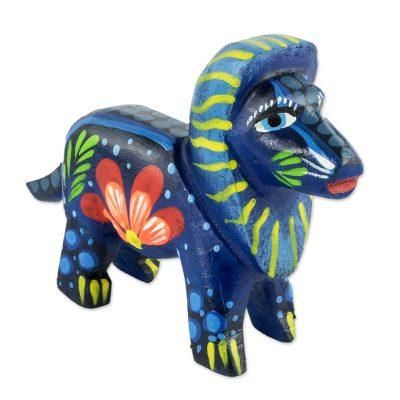 Proud Lion,'Multicolored Hand Carved Lion Figurine'