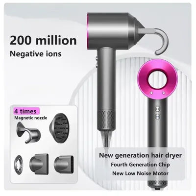 Professional Hair Dryer with Five Wind Nozzles Negative Ionic High Speed US 110V EU 220V 20m Wire Hair Styling Appliance