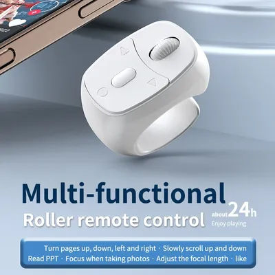 Anneau de doigt pour téléphone portable à une touche, télécommande Compatible Bluetooth, télécommande vidéo Selfie, retourneur de Page automatique