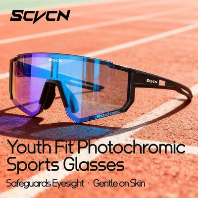 SCVCN Photochromic Kids Road Bikes Cycling Eyewear UV400 Goggles Children Sports Glasses Outdoor Cycling Teenager Sunglasses