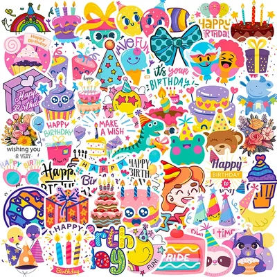 10/30/50PCS Happy Birthday PVC Sticker Aesthetic Decoration Scrapbooking Korean Stationery School Supplies