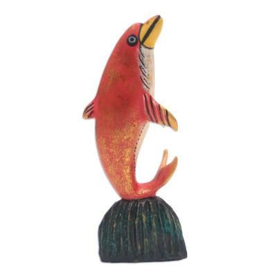 Balancing Dolphin,'Jempinis Wood Dolphin Statuette from Bali'
