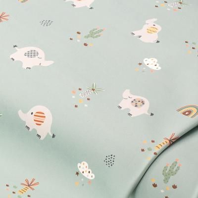 Tissu pour imperméable "éléphants", menthe/coloré