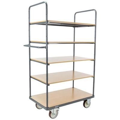 Chariot 5 Plateaux Bois 1000x600 Mm - 500 Kg - Roues Pu - Manutan Expert