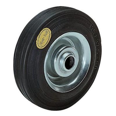 roue acier d=250mm f=450kg long moy=65mm b dge caoutchouc