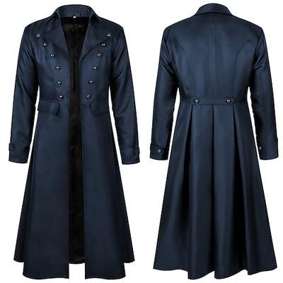 Retrò Vintage Punk Gotico Medievale Cappotto Smoking Frac Lunghe Ebenezer Scrooge Vampiro Cavaliere Costume Per uomo Stile Steampunk Halloween Performance LARP Fiera Rinascimentale Adulti Cappotto