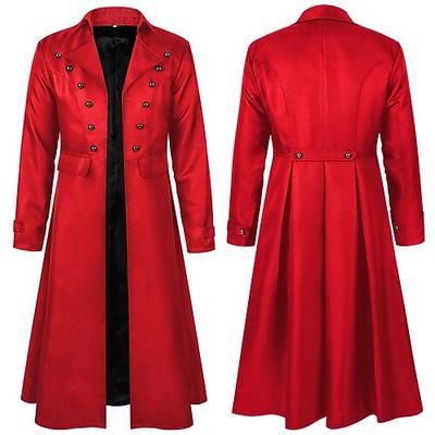 Retrò Vintage Punk Gotico Medievale Cappotto Smoking Frac Lunghe Ebenezer Scrooge Vampiro Cavaliere Costume Per uomo Stile Steampunk Halloween Performance LARP Fiera Rinascimentale Adulti Cappotto
