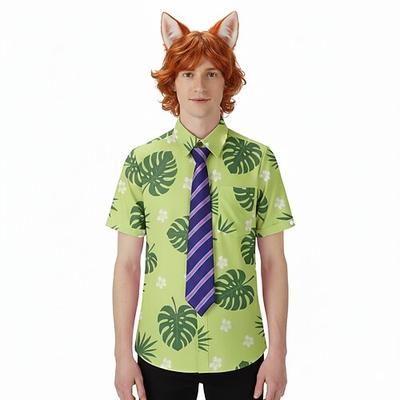 Detective degli animali Volpe rossa Ufficiale Fox Costume di fantasia Camicie Hawaiane Camicia Aloha Casual for Per uomo Adulti Carnevale Feste Performance