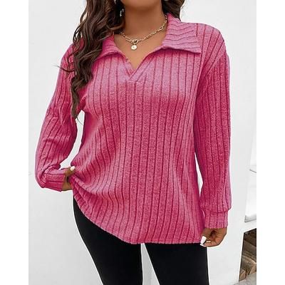Per donna Blusa Semplice Elegante Vintage Manica Lunga Scollo a V Top Regolari Quotidiano Ferie Uscire Patchwork Nero Rosa Vino Blu Reale Viola Autunno