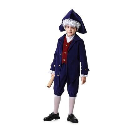 250° anniversario USA Rococò Barocco Abiti Lunghe George Washington Alexander Hamilton Coloniale Costume Ragazzi Carnevale Giorno dell'Indipendenza 4 luglio Bambini Cappotto Pantaloni Colletto