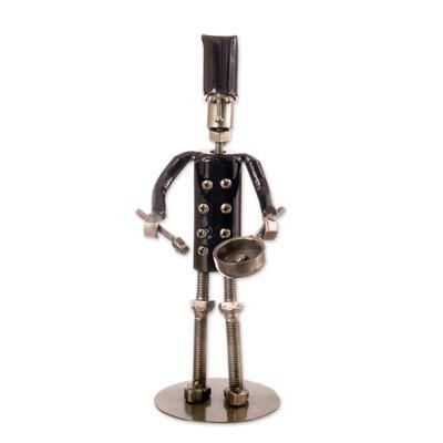'Eco-Friendly Recycled Metal Sculpture of Chef Made in Peru'