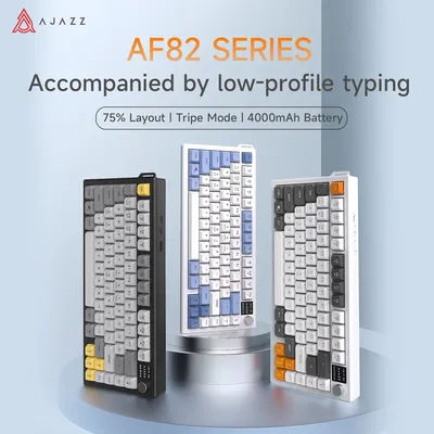 Ajazz AF82 Brand New 82-Key Tri-Mode RGB Backlit Gaming Keyboard with Ultra-Long 4000mAh Battery Life