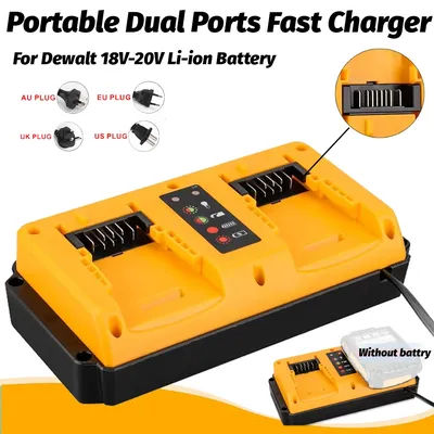 NEW Portable Dual Ports Charger For Dewalt 18V-20V Lithium Battery Rechargeable DCB207 DCB206 DCB204 DCB203 Fast Charger