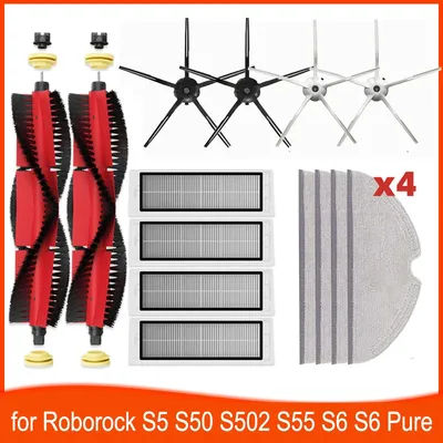 Brush Mops Hepa Filters for Roborock S5 S50 S502 S55 S6 Pure E4 for Robot 1S SDJQR01RR Vacuum Cleaner Accessories