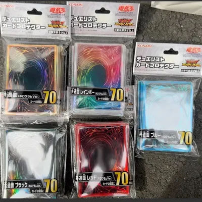 2025 New YuGiOh Duelist Card Sleeves 70pcs 63x90mm HR Holographic Set of 5 Colors Official Anime Protective Sleeves Kids Gift