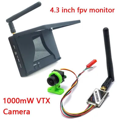 Moniteur vidéo FPV avec batterie intégrée, émetteur réglable, caméra CMOS 1000TVL, 5.8G, 48CH, 4.3 pouces, 480x272, 5.8G, 1000mw