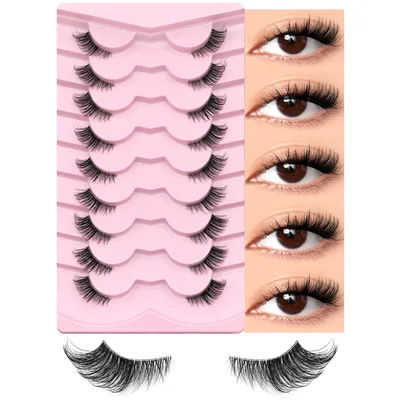 VELTRINAY Half Lashes Natural Look Wispy Cat Eye Lashes 3D Faux Mink Lashes False Eyelashes Fake Lashes Makeup