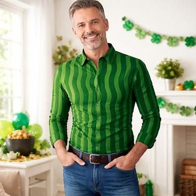 San Patrizio 2026 Retrò Vintage Anni '70 Camicia Camicia Aloha Lunghe Hippie Costume Per uomo Mascherata 4 Luglio Feste Festival Adulti Camicia