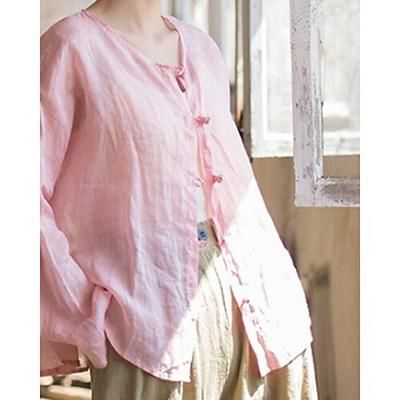 Camicie da donna in lino 100%, bluse con bottoni, tinta unita, vintage, eleganti, maniche lunghe, girocollo, top classici, per tutti i giorni, vacanze, uscite, nero, rosa, rosso, verde, estate, primavera