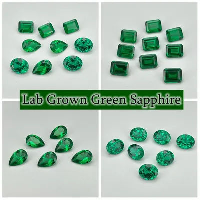 Mosangna – poire ovale, coupe octogonale, 3x5-10x14mm, saphir vert cultivé en laboratoire, pierre tsavorite verte