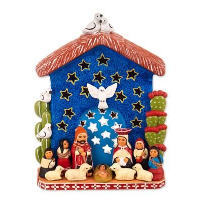 'Hand-Painted Ceramic Holy Family Christmas Nativity Scene'