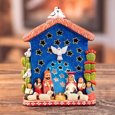 'Hand-Painted Ceramic Holy Family Christmas Nativity Scene'