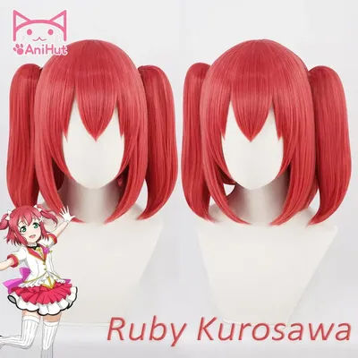 【Anihut】Ruby Kurosawa Cosplay Wig Love Live Sunshine Women Red Synthetic Hair Kurosawa Ruby Wig