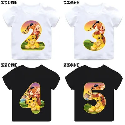 The Lion King Cute Simba Print Girls Clothes 1 2 3 4 5 6 7 8 9 Years Birthday Cartoon Kids T shirt Baby Boys Children T-Shirt